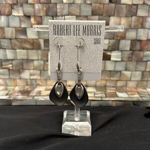 Robert Lee Morris RLM SoHo Black Silver Tone Drop Earrings